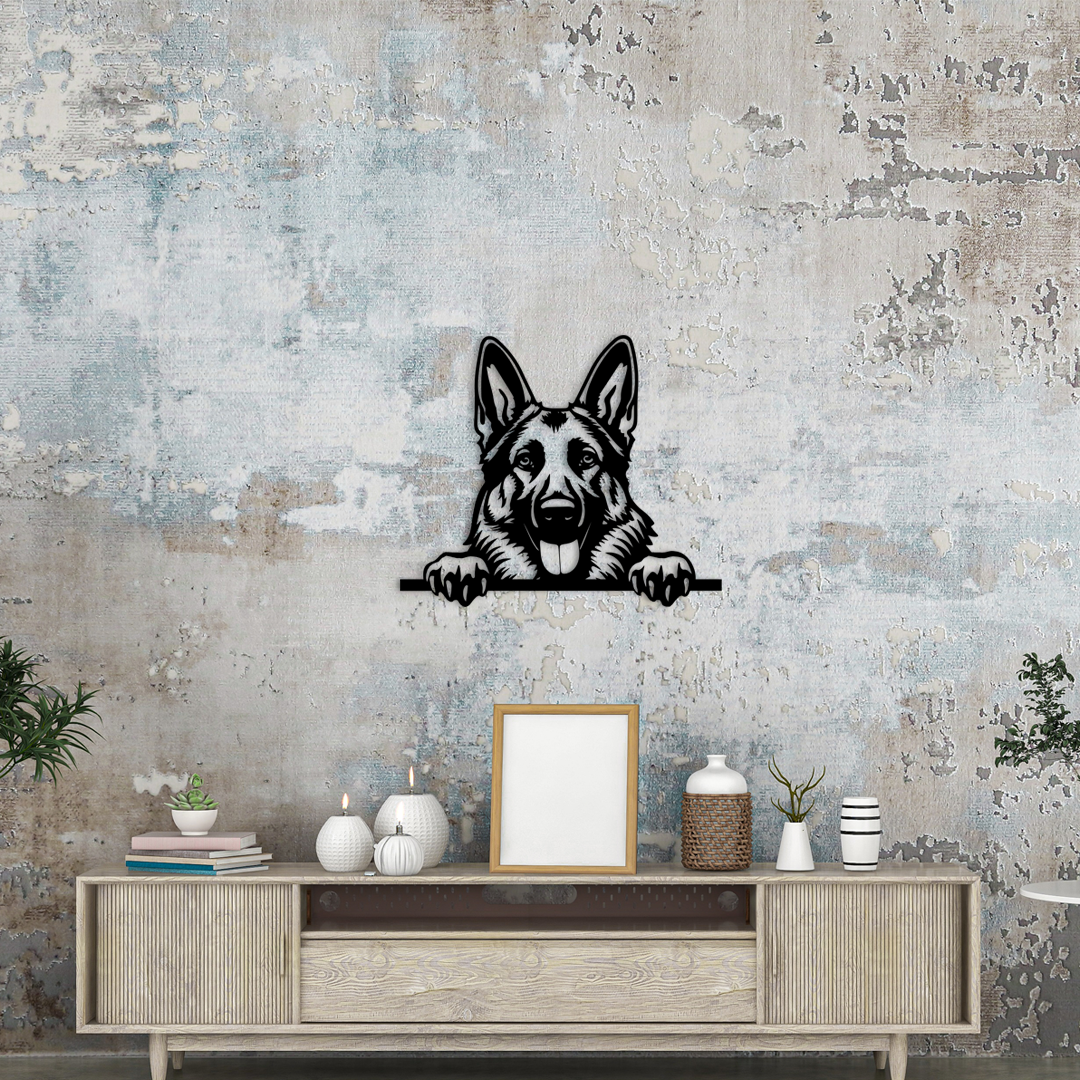 Pet wall decor featuring an illustration of a German Shepherd. Acrylic glass decor - Vibewall