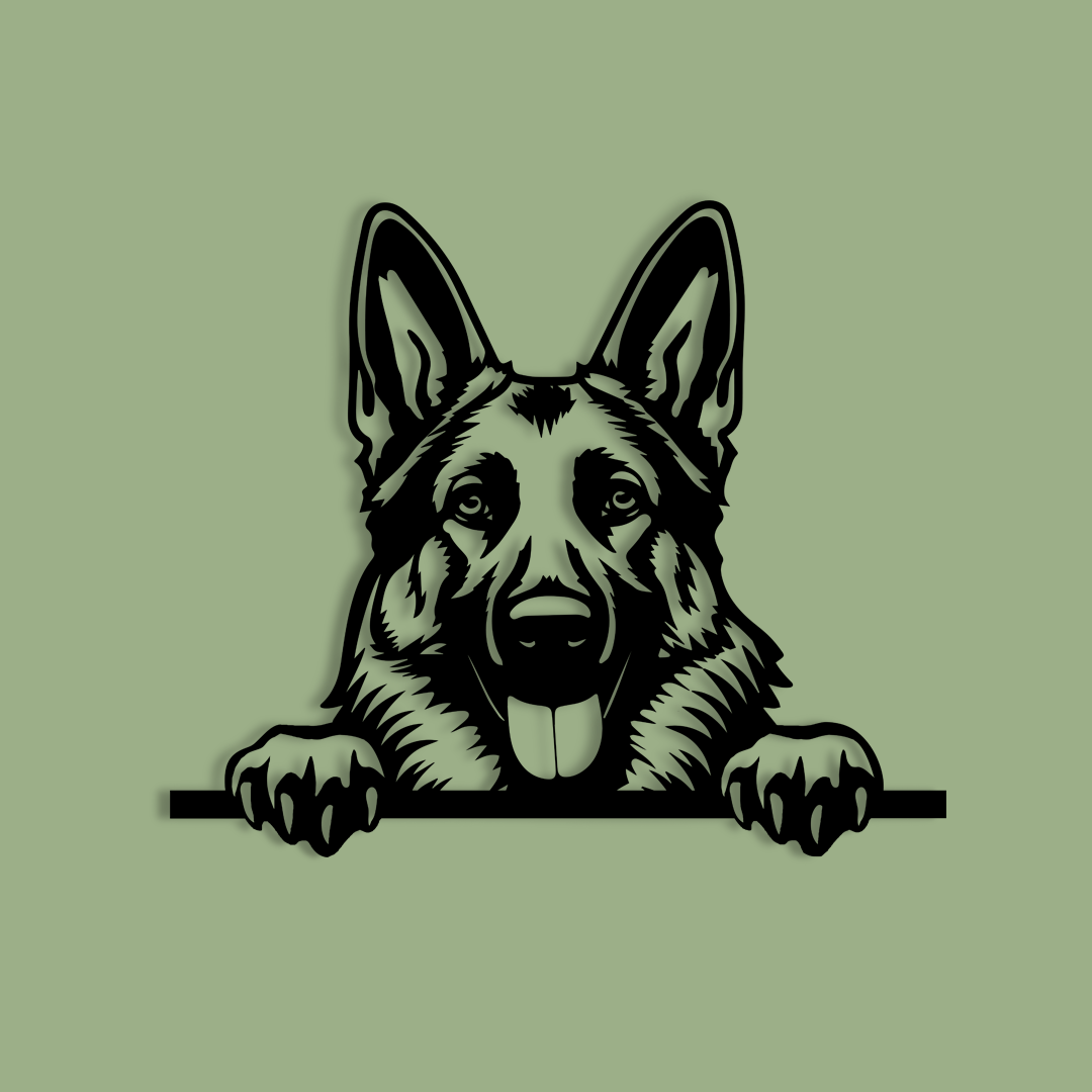 Pet wall decor featuring an illustration of a German Shepherd. Acrylic glass decor - Vibewall