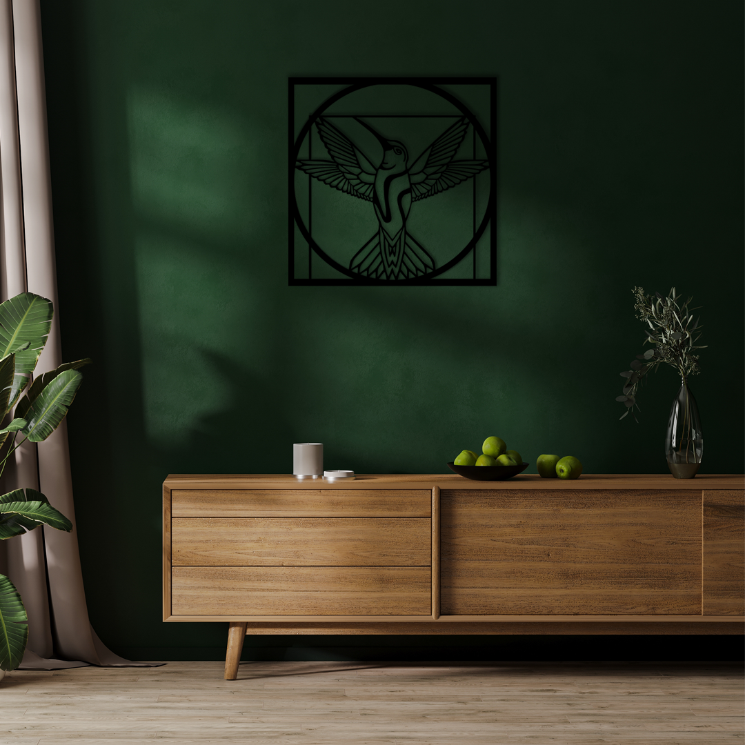 Beautifully crafted Hummingbird Wall Art, made from sleek black acrylic glass. Precision laser-cut and designed to captivate.  Acrylic glass decor - Vibewall