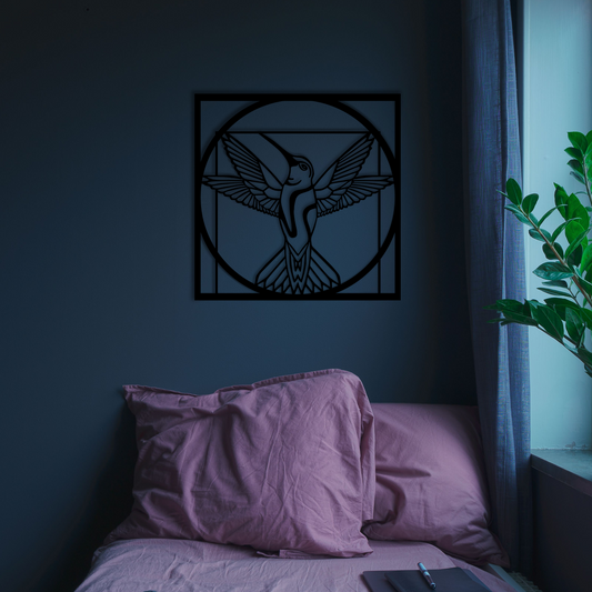 Beautifully crafted Hummingbird Wall Art, made from sleek black acrylic glass. Precision laser-cut and designed to captivate.  Acrylic glass decor - Vibewall