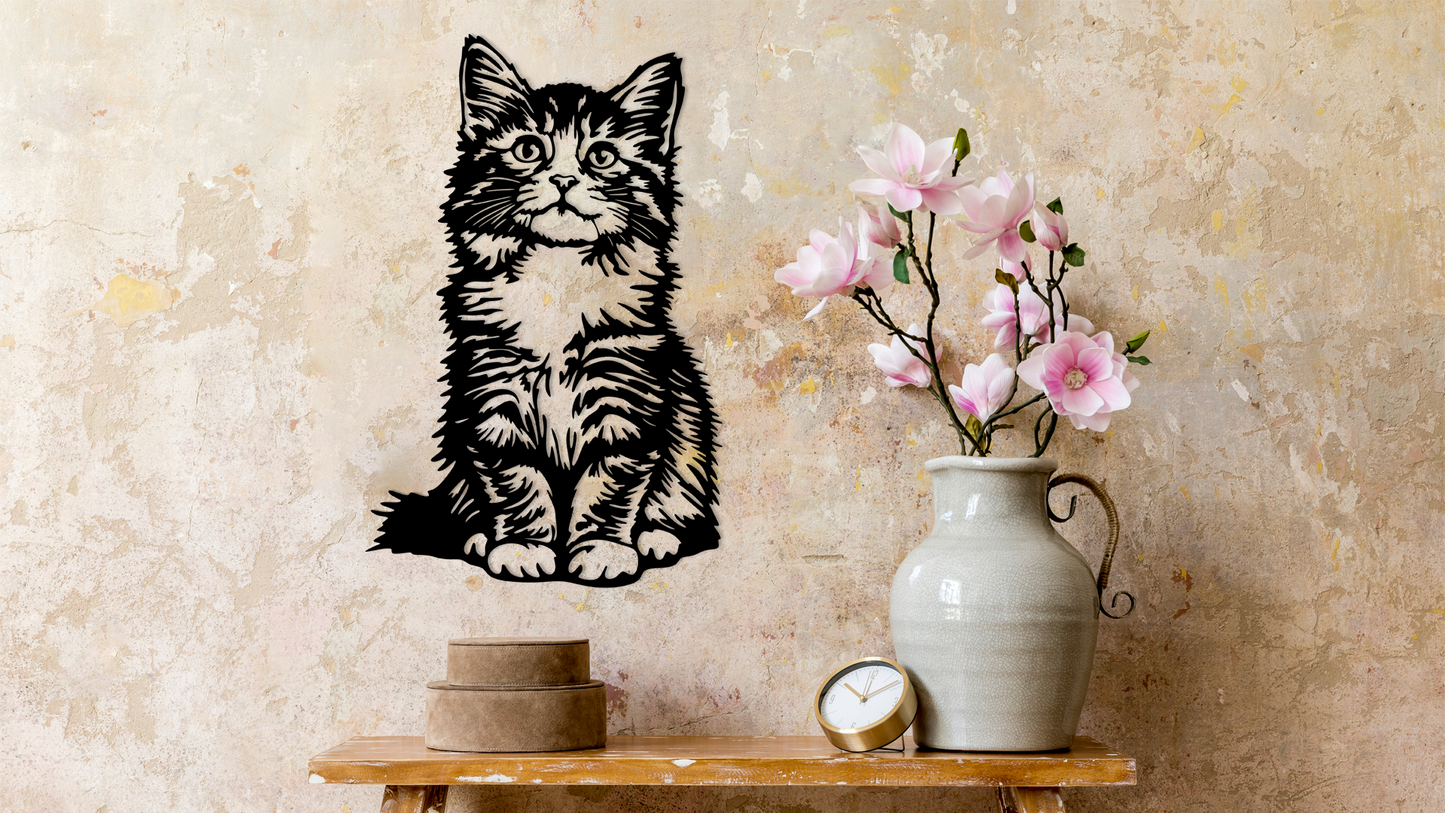 Pet wall decor featuring an illustration of a Kitten Looking Up. Acrylic glass decor - Vibewall