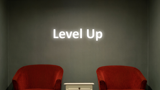 Stylish “Level Up” illuminated wall decor to fuel your gaming spirit. - Vibewall