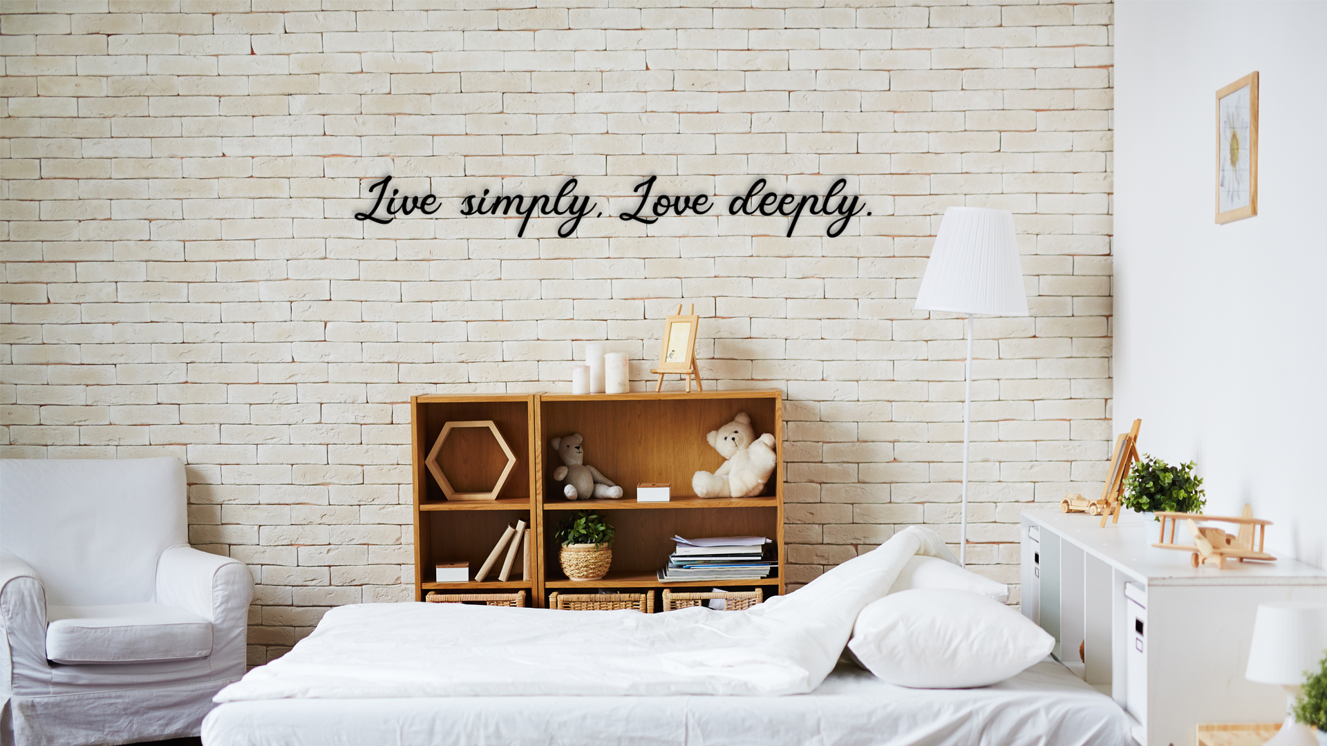 This wall art is featuring the quote 'Live simply, Love deeply.' A gentle daily reminder to slow down and embrace what matters most. Acrylic glass decor - Vibewall
