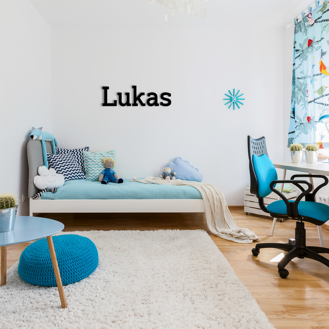 Lukas wall name sign is a simple yet eye-catching detail that brings your space to life. Acrylic glass decor - Vibewall