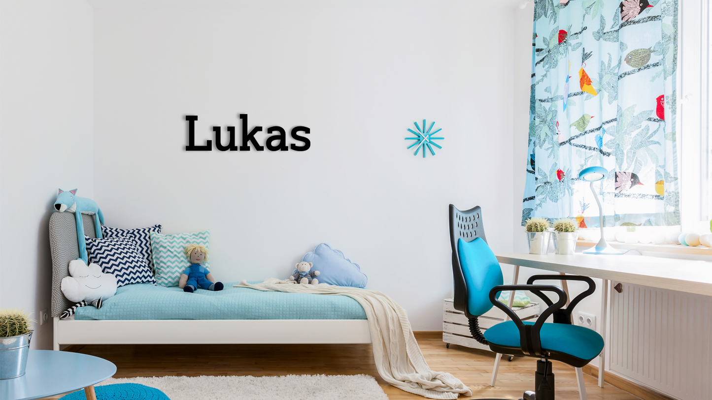 Lukas wall name sign is a simple yet eye-catching detail that brings your space to life. Acrylic glass decor - Vibewall