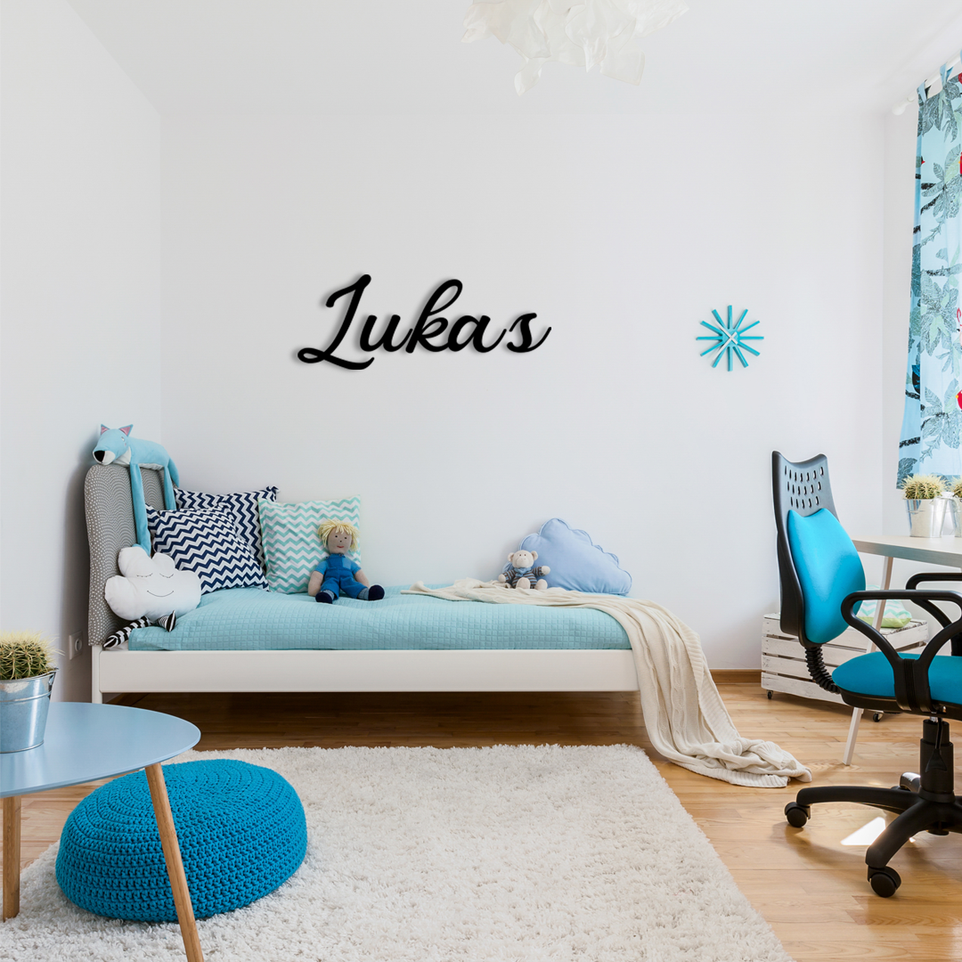 Lukas wall name sign is a simple yet eye-catching detail that brings your space to life. Acrylic glass decor - Vibewall