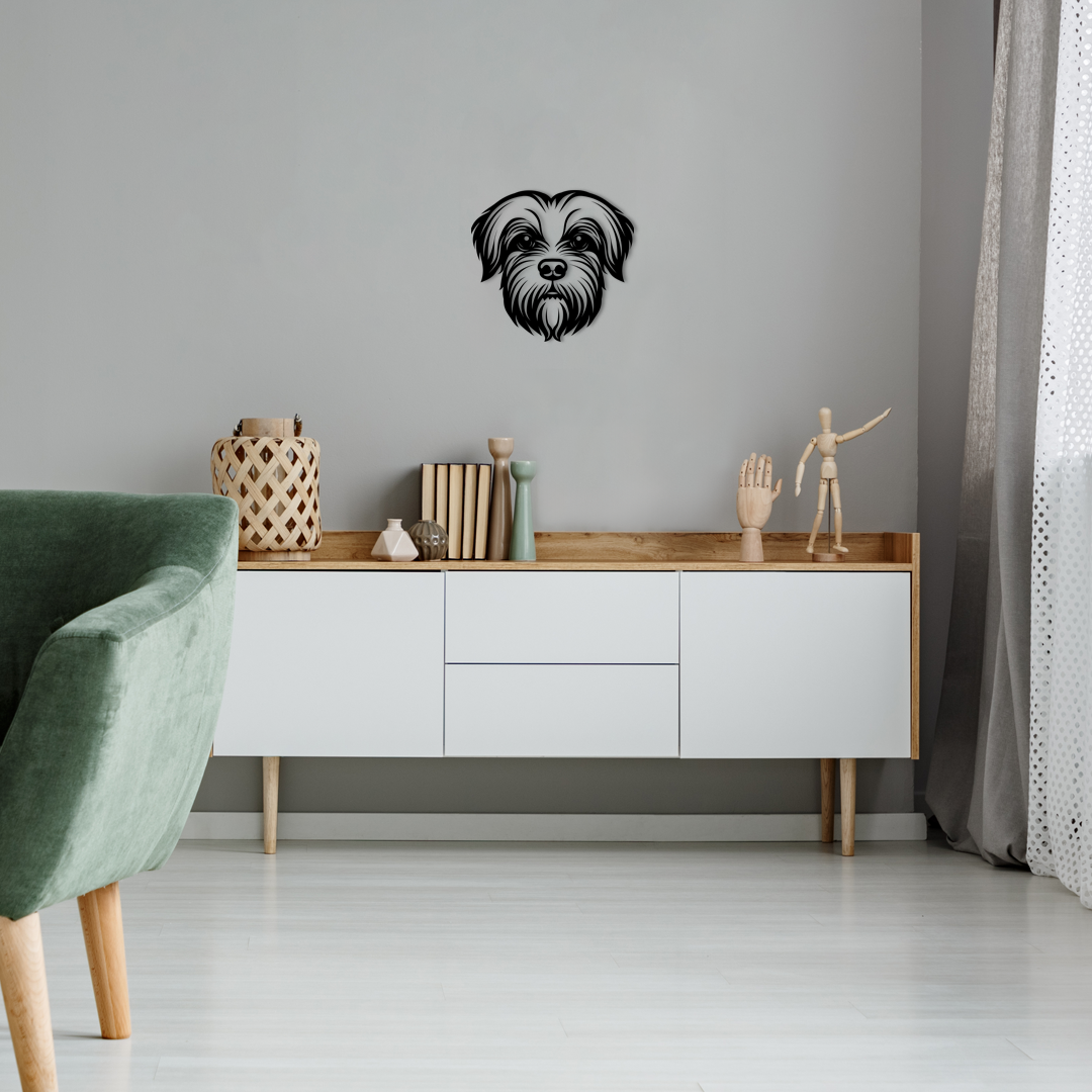 Pet wall decor featuring an illustration of a Maltese. Acrylic glass decor - Vibewall