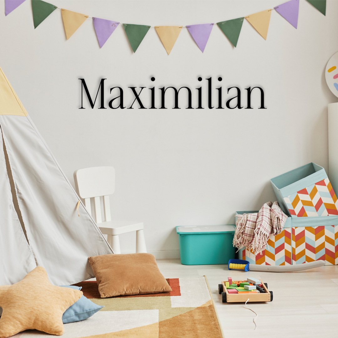 The Maximilian wall name sign is more than décor, it’s a statement that makes your space feel truly yours. Acrylic glass decor - Vibewall