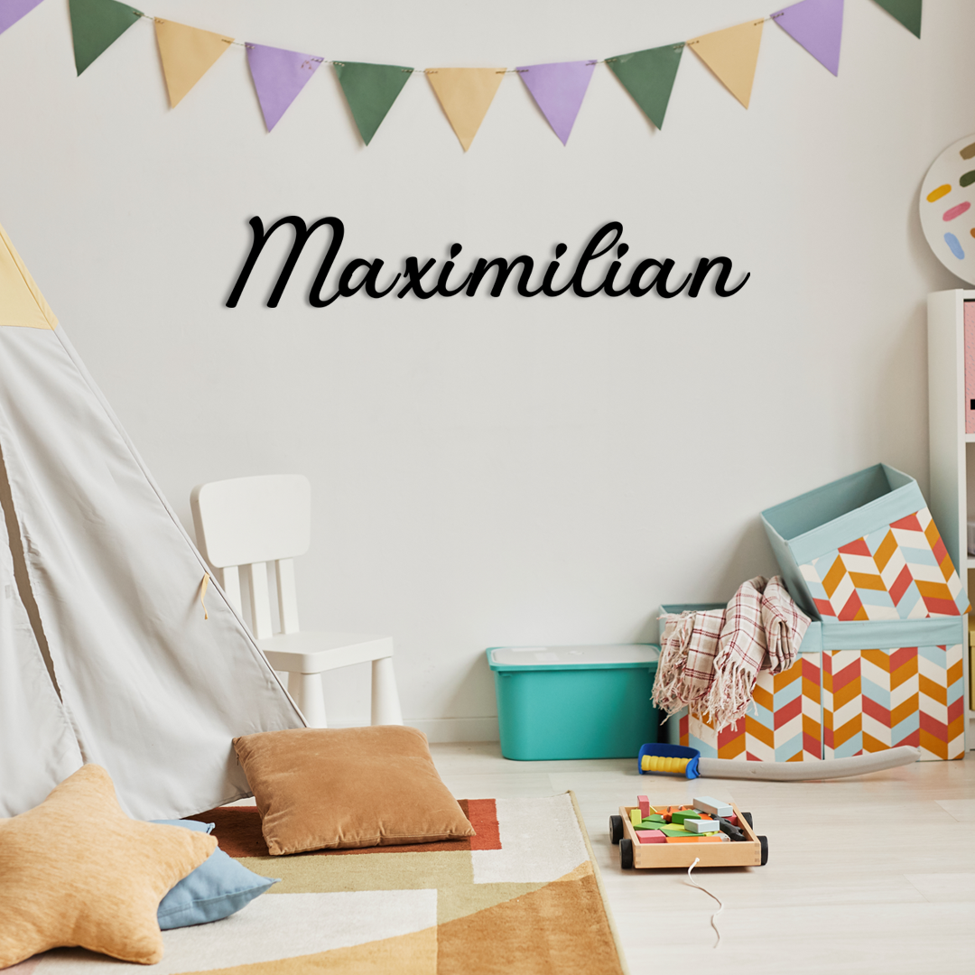 The Maximilian wall name sign is more than décor, it’s a statement that makes your space feel truly yours. Acrylic glass decor - Vibewall