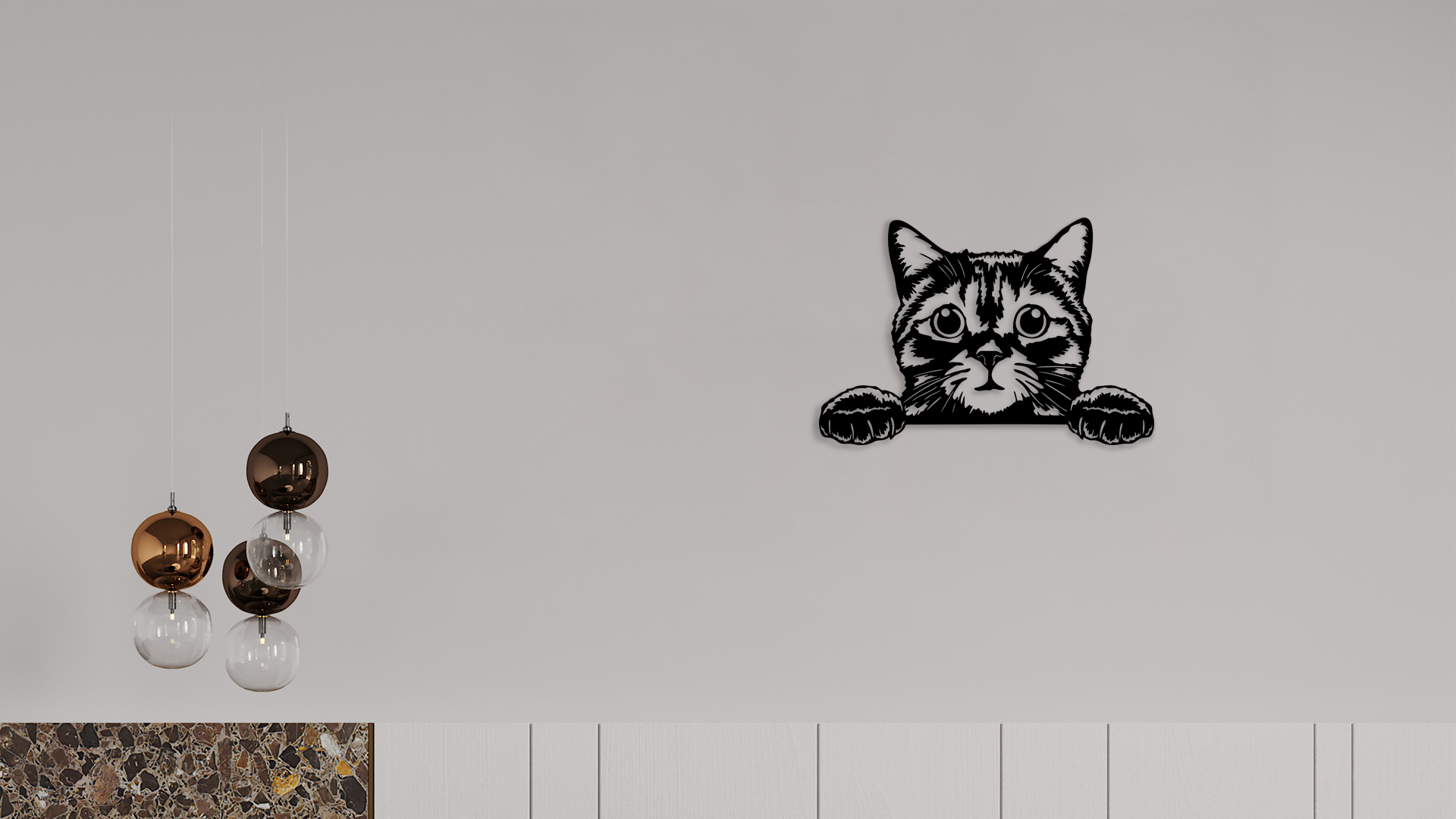 Pet wall decor featuring an illustration of a Peeking Cat. Acrylic glass decor - Vibewall