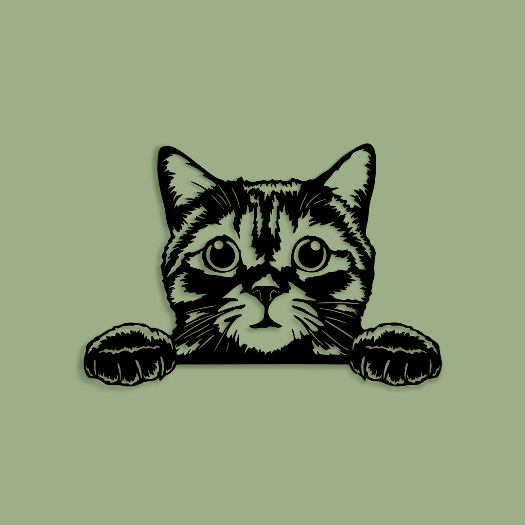 Pet wall decor featuring an illustration of a Peeking Cat. Acrylic glass decor - Vibewall