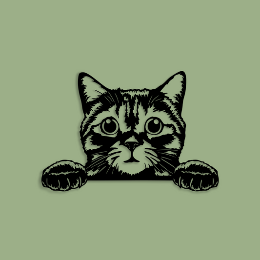 Pet wall decor featuring an illustration of a Peeking Cat. Acrylic glass decor - Vibewall