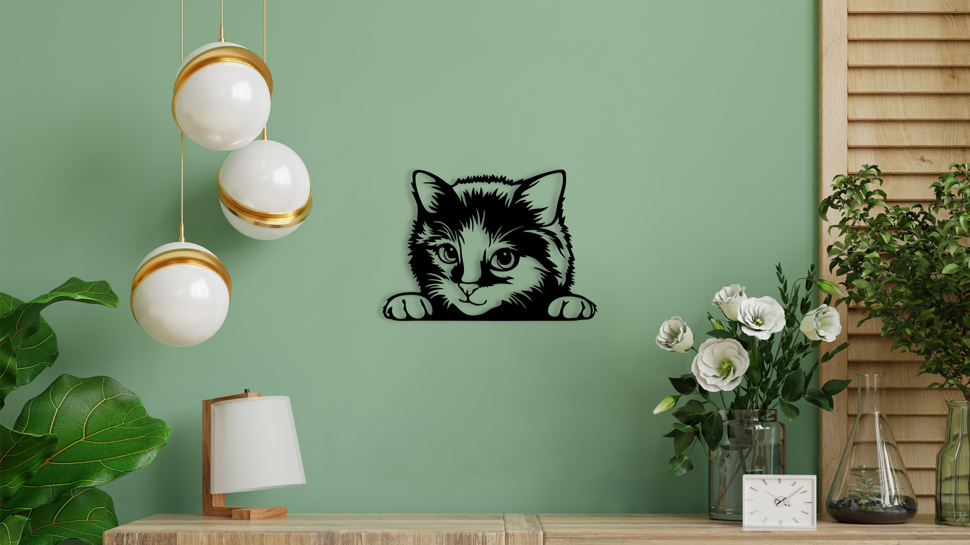 Pet wall decor featuring an illustration of a Peeking Kitten. Acrylic glass decor - Vibewall