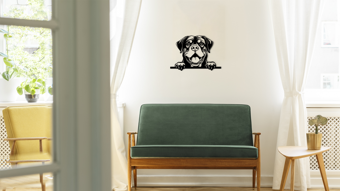 Pet wall decor featuring an illustration of a Rottweiler. Acrylic glass decor - Vibewall