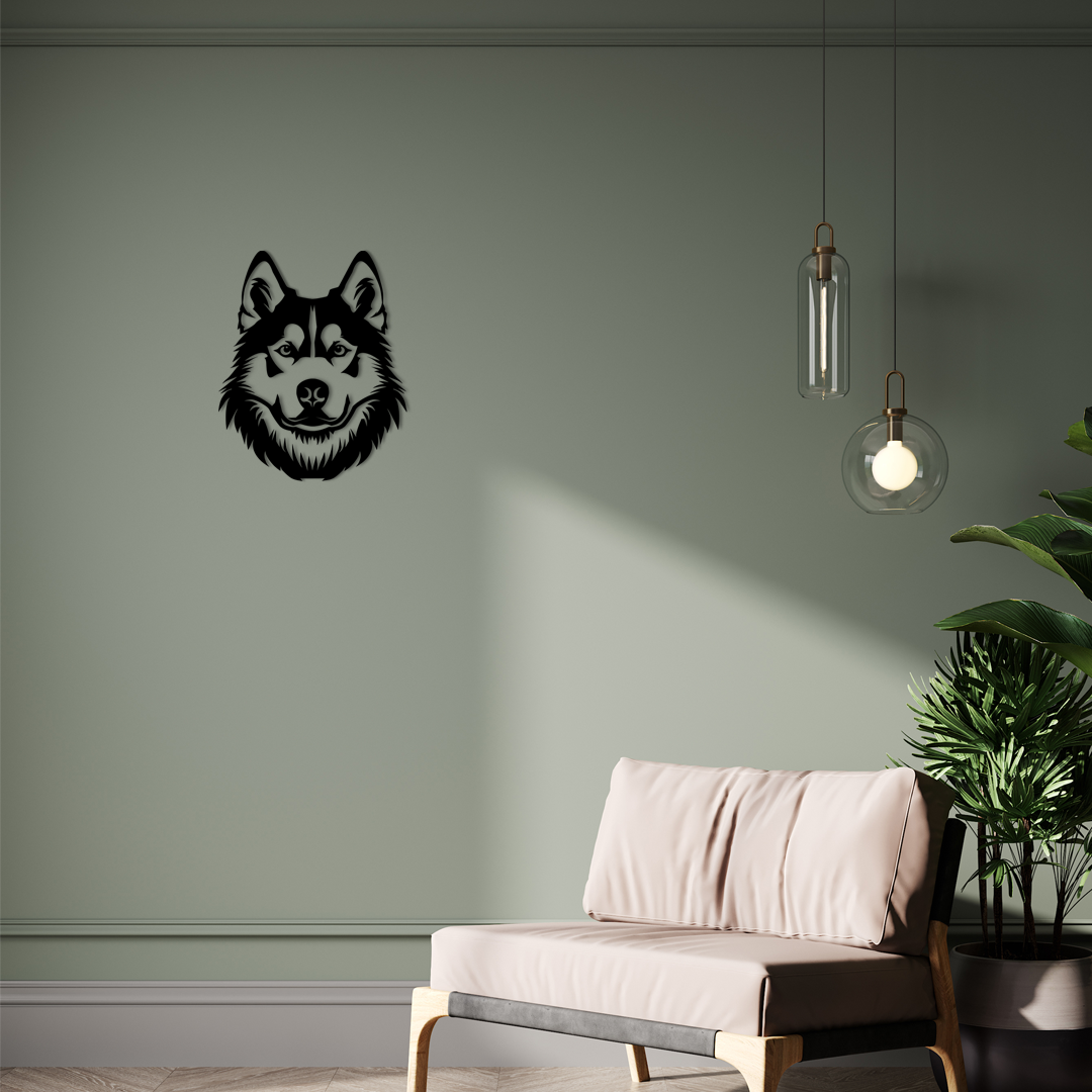 Pet wall decor featuring an illustration of a Siberian Husky. Acrylic glass decor - Vibewall