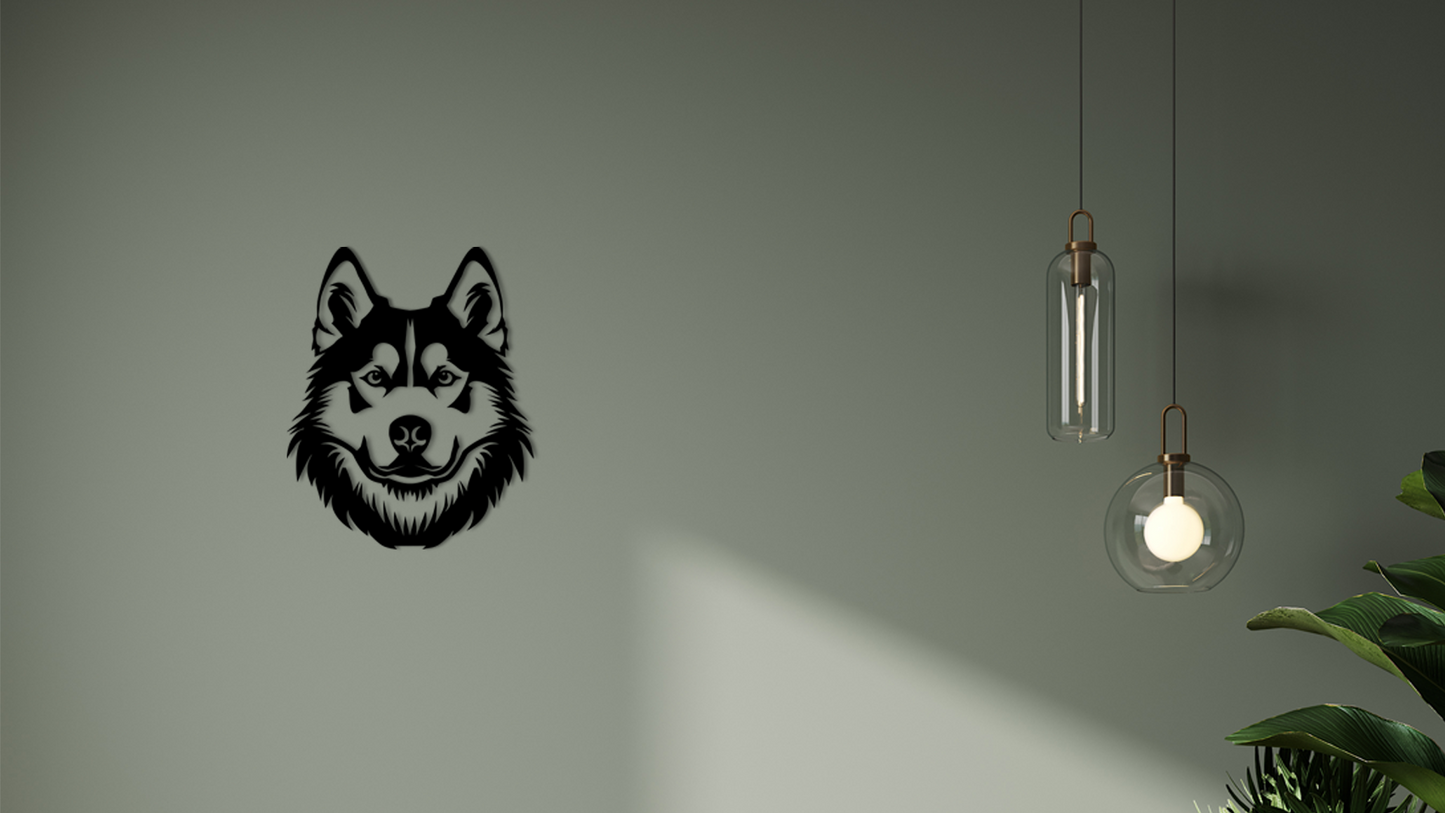 Pet wall decor featuring an illustration of a Siberian Husky. Acrylic glass decor - Vibewall