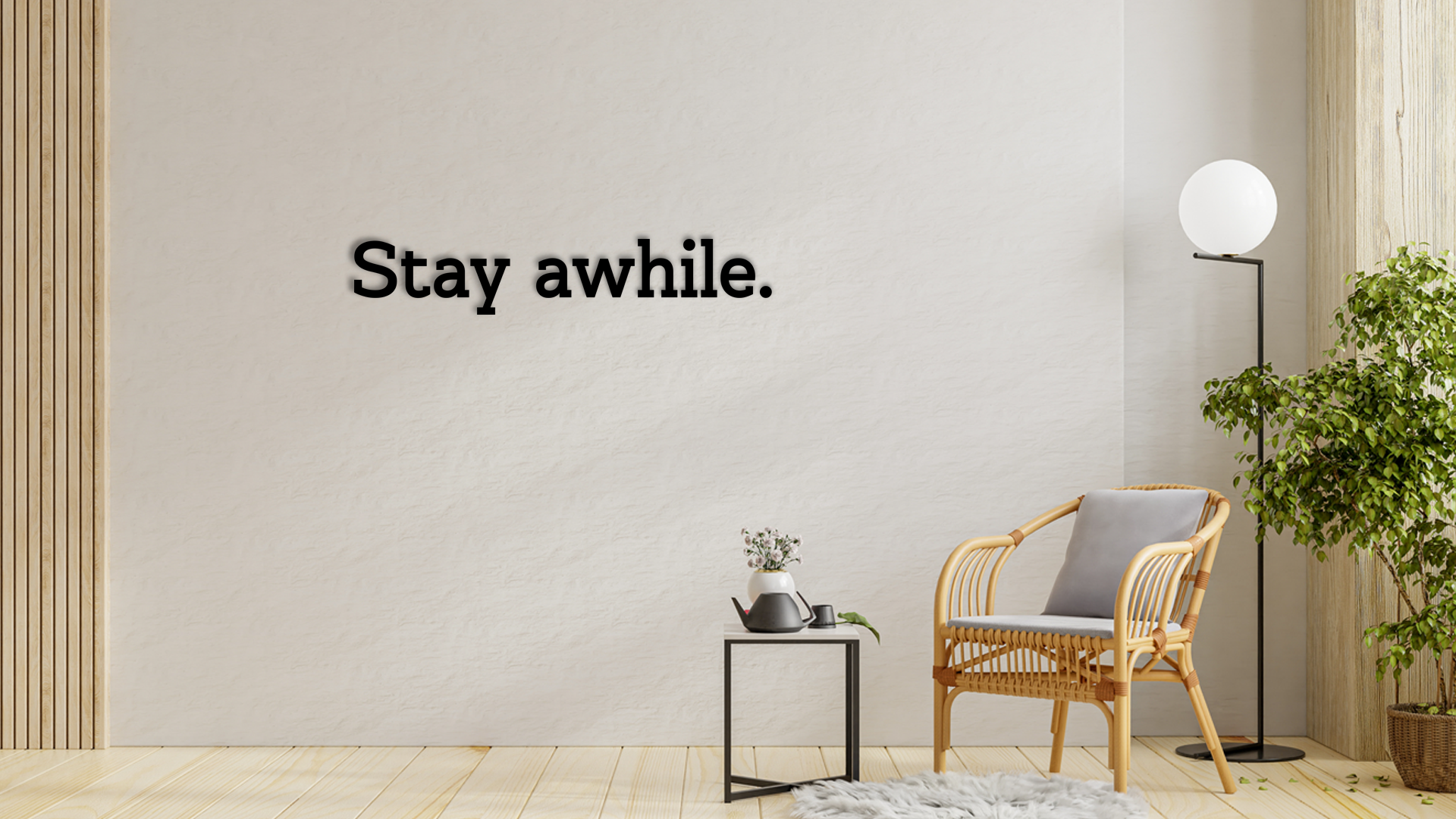 Stay awhile wall decor. Simple, elegant, and heartfelt, this piece adds a warm and inviting touch to any room. Acrylic glass decor - Vibewall