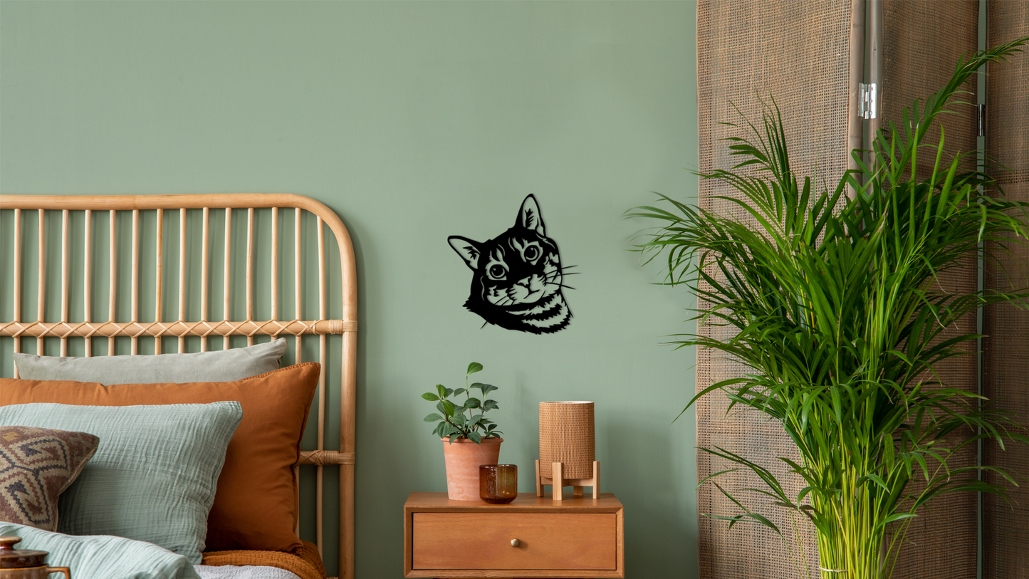 Pet wall decor featuring an illustration of a Tabby Cat. Acrylic glass decor - Vibewall
