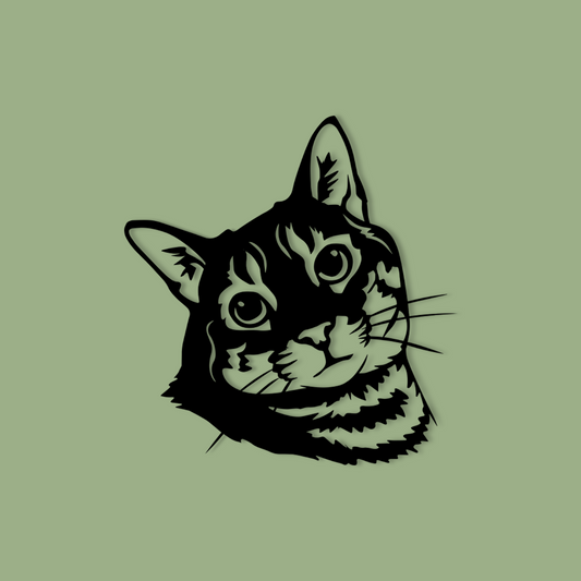 Pet wall decor featuring an illustration of a Tabby Cat. Acrylic glass decor - Vibewall