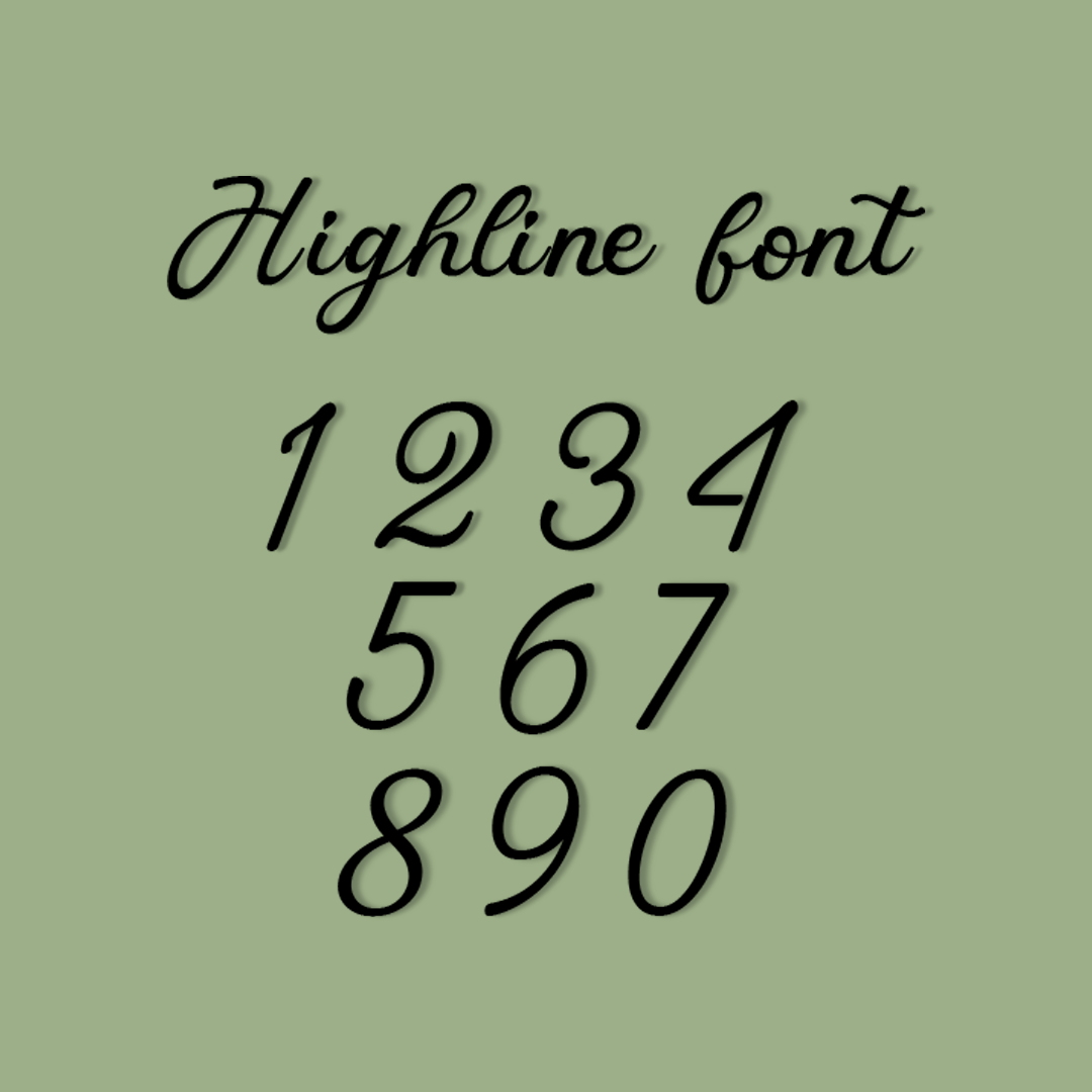 Numbers written in Highline font on a green background - Acrylic wall decor - Vibewall