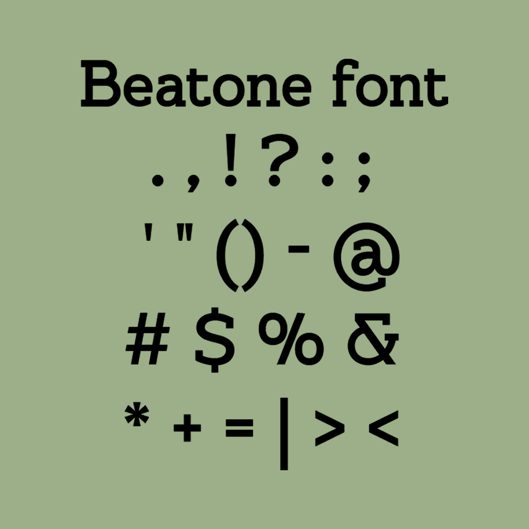 Display of Beatone font on a green background - Special characters - Acrylic wall decor - Vibewall