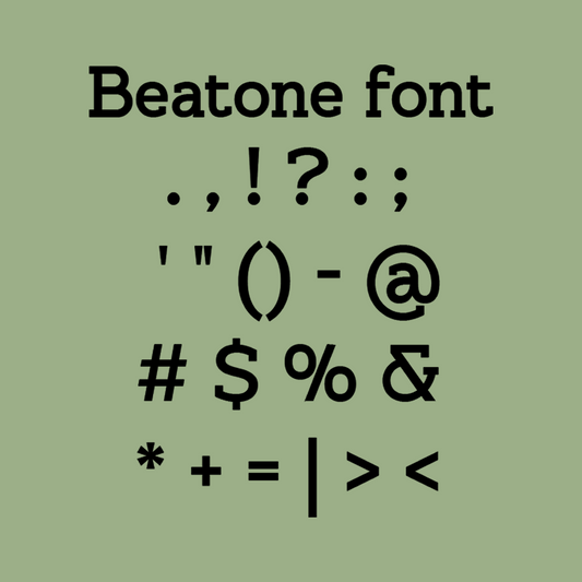 Display of Beatone font on a green background - Special characters - Acrylic wall decor - Vibewall