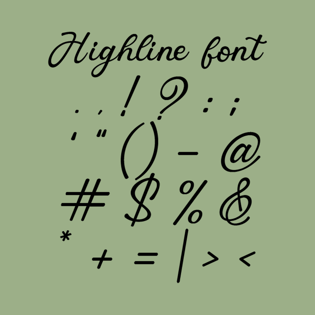 Highline font characters on a green background - Acrylic wall decor - Vibewall