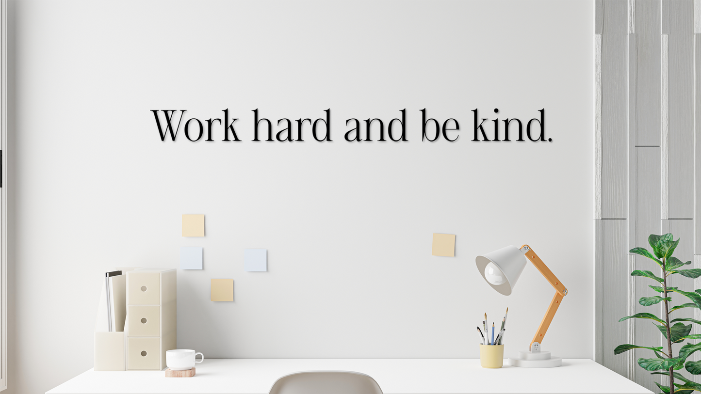 Minimalist office setup with motivational quote on a white wall Acrylic wall decor - Vibewall