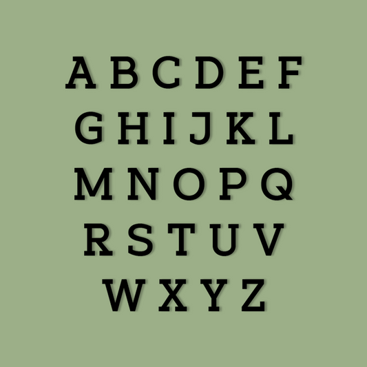 Alphabet letters A to Z in black on a green background