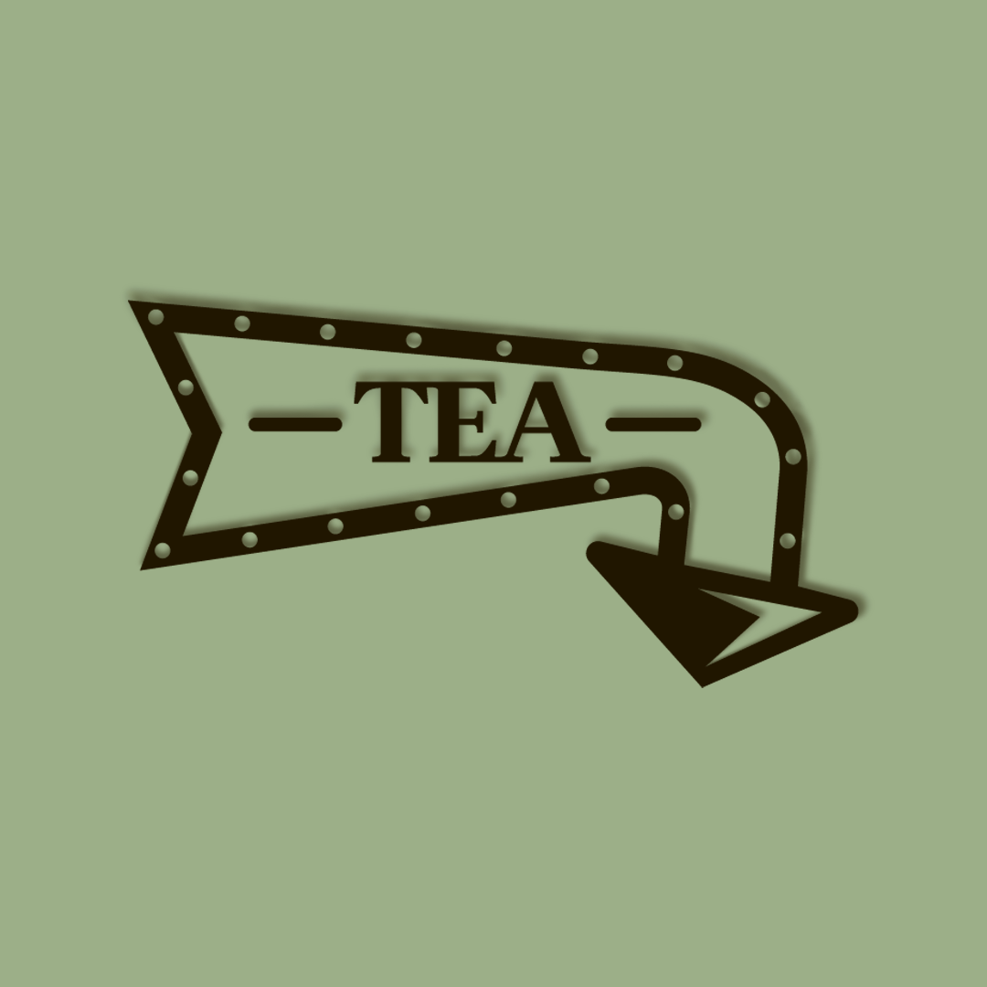 Decorative metal sign with 'TEA' text on a green background - Acrylic wall decor - Vibewall