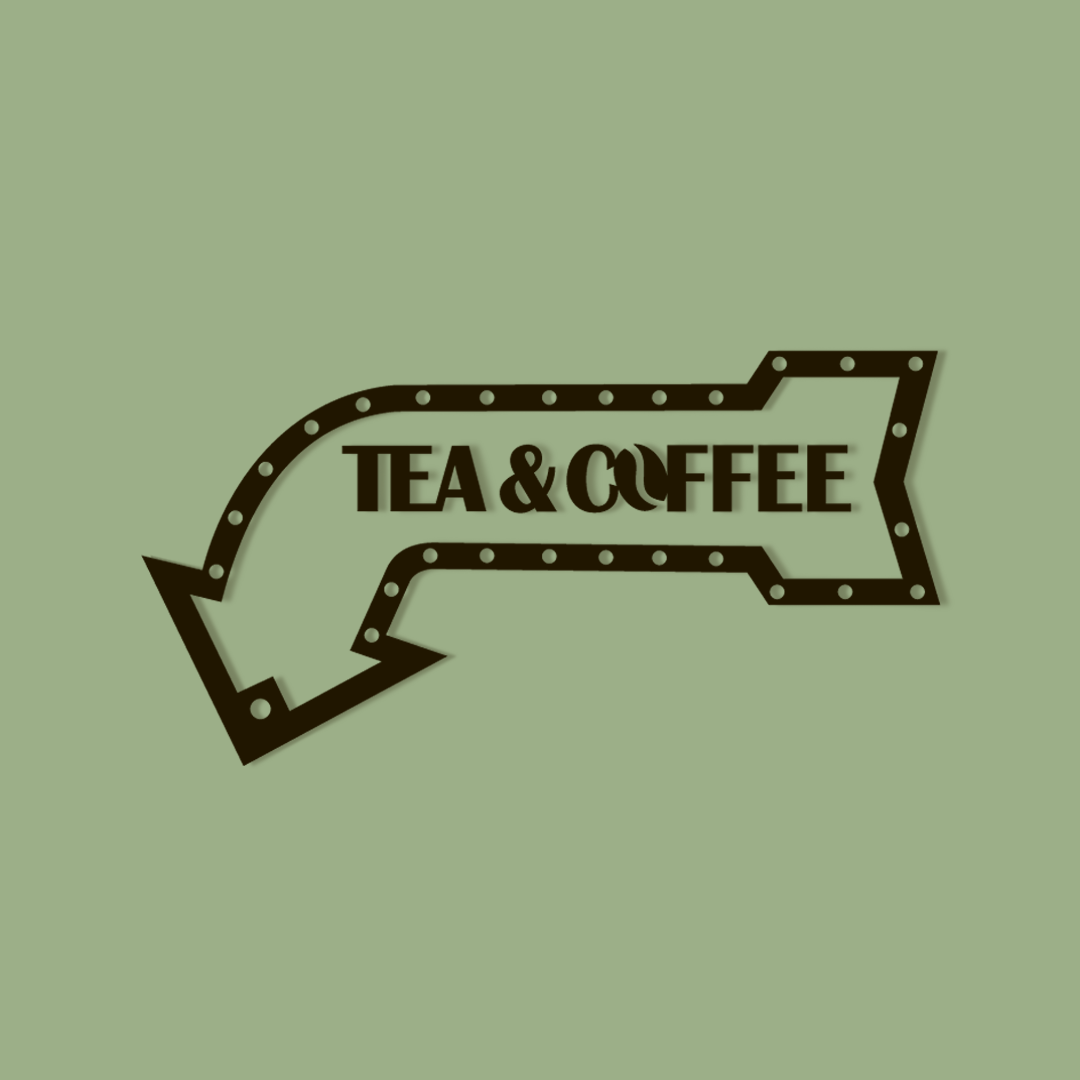 Logo with 'Tea & Coffee' text on a green background - Acrylic glass wall decor - Vibewall