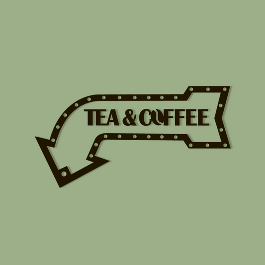 Logo with 'Tea & Coffee' text on a green background - Acrylic glass wall decor - Vibewall