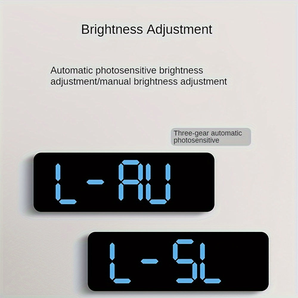 Large 12/24H Digital Wall Clock with Temperature and Humidity Display - Brightness Adjustable, LED Table Alarm Clock with Week Display, Electronic Snooze Function, Compact Design for Home or Office