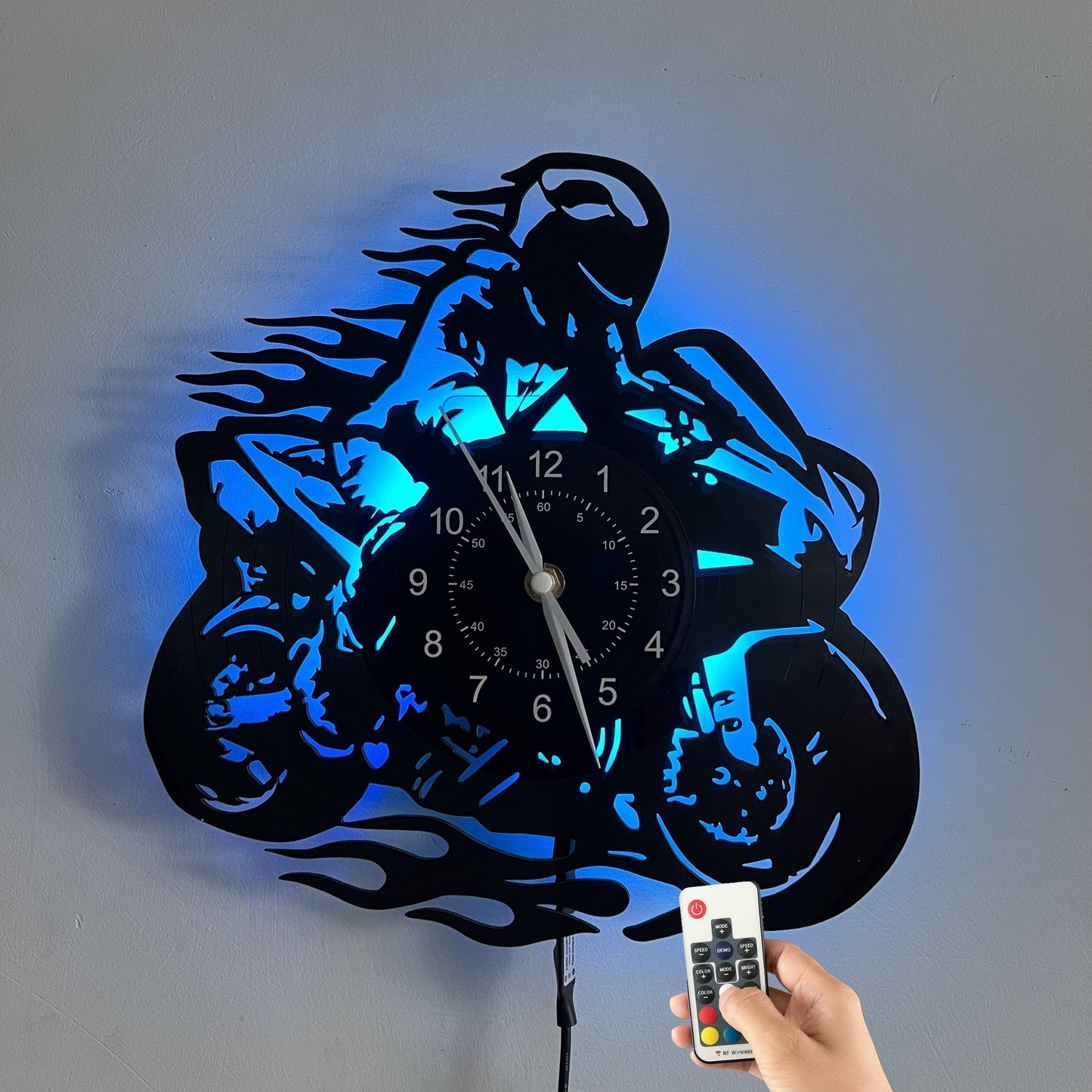 1pc Unique Motorcycle-Themed Vinyl Record Wall Clock - Silent, Birthday, Living Room, Bedroom, Home, Office Decor - Perfect Gift for Mother's Day, Spring, School Season, Graduation